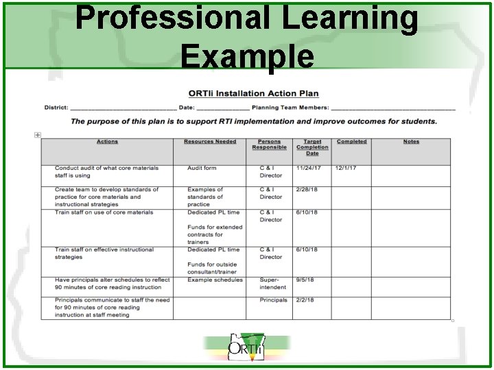 Professional Learning Example 