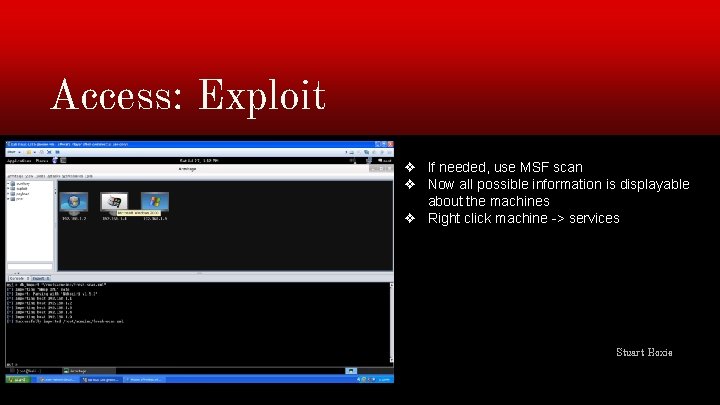 Access: Exploit ❖ If needed, use MSF scan ❖ Now all possible information is
