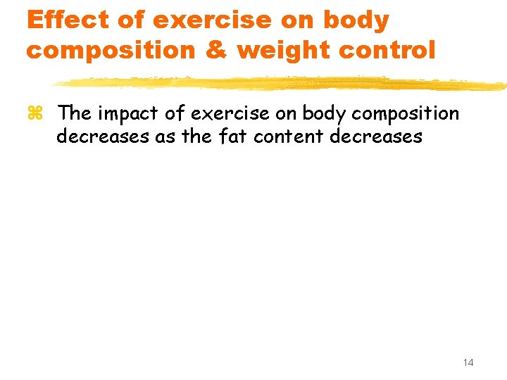 Effect of exercise on body composition & weight control z The impact of exercise