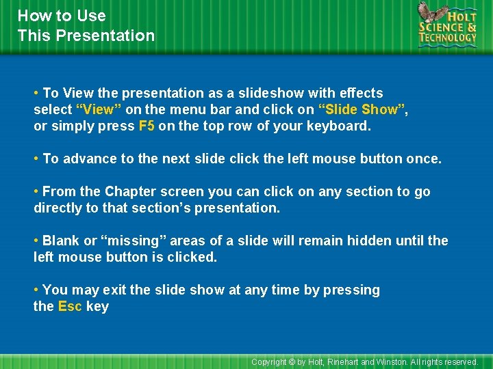 How to Use This Presentation • To View the presentation as a slideshow with