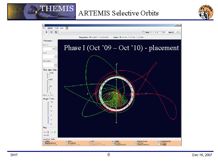 ARTEMIS Selective Orbits Phase I (Oct ’ 09 – Oct ’ 10) - placement