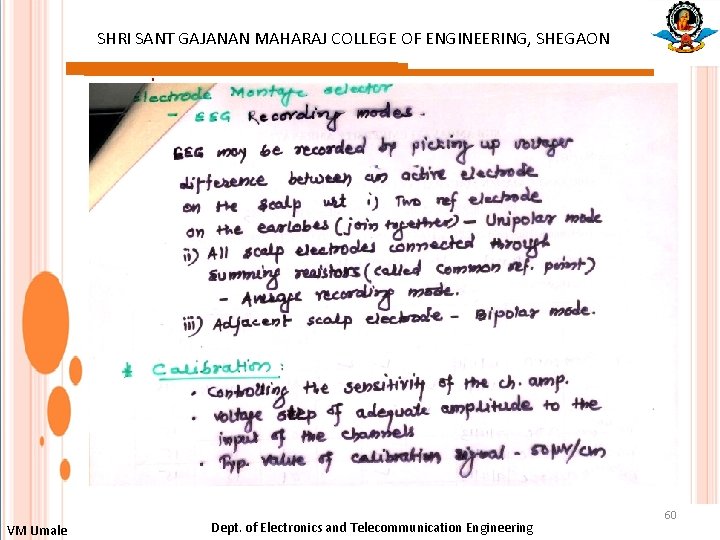 SHRI SANT GAJANAN MAHARAJ COLLEGE OF ENGINEERING, SHEGAON : VM Umale Dept. of Electronics