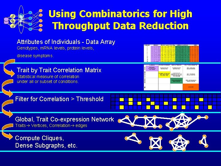 Using Combinatorics for High Throughput Data Reduction Attributes of Individuals - Data Array Genotypes,