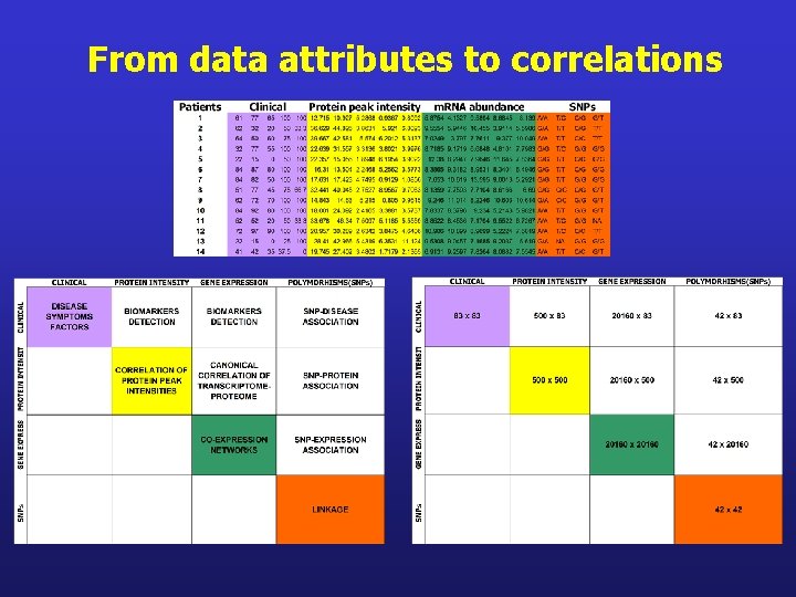 From data attributes to correlations 