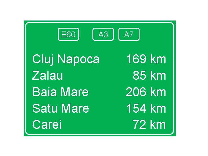 E 60 A 3 Cluj Napoca Zalau Baia Mare Satu Mare Carei A 7