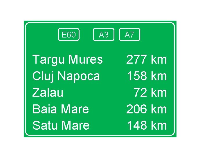 E 60 A 3 Targu Mures Cluj Napoca Zalau Baia Mare Satu Mare A