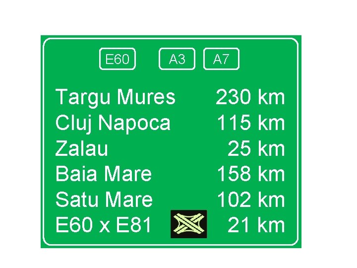 E 60 A 3 Targu Mures Cluj Napoca Zalau Baia Mare Satu Mare E