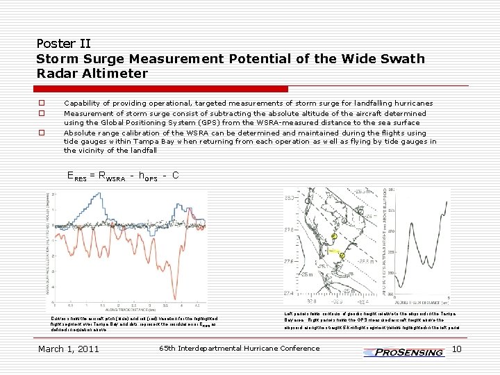 Poster II Storm Surge Measurement Potential of the Wide Swath Radar Altimeter o o