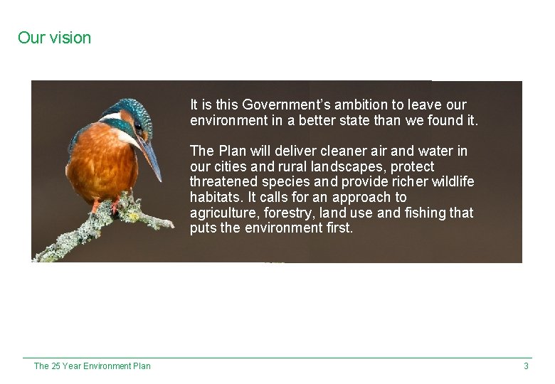 Our vision It is this Government’s ambition to leave our environment in a better