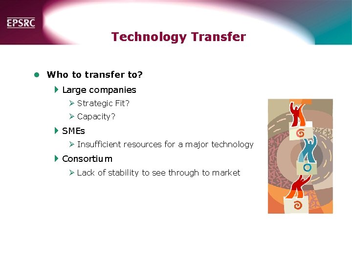 Technology Transfer l Who to transfer to? 4 Large companies Ø Strategic Fit? Ø