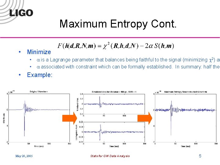 Maximum Entropy Cont. • Minimize • • is a Lagrange parameter that balances being