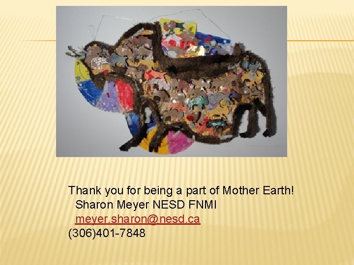 Thank you for being a part of Mother Earth! Sharon Meyer NESD FNMI meyer.