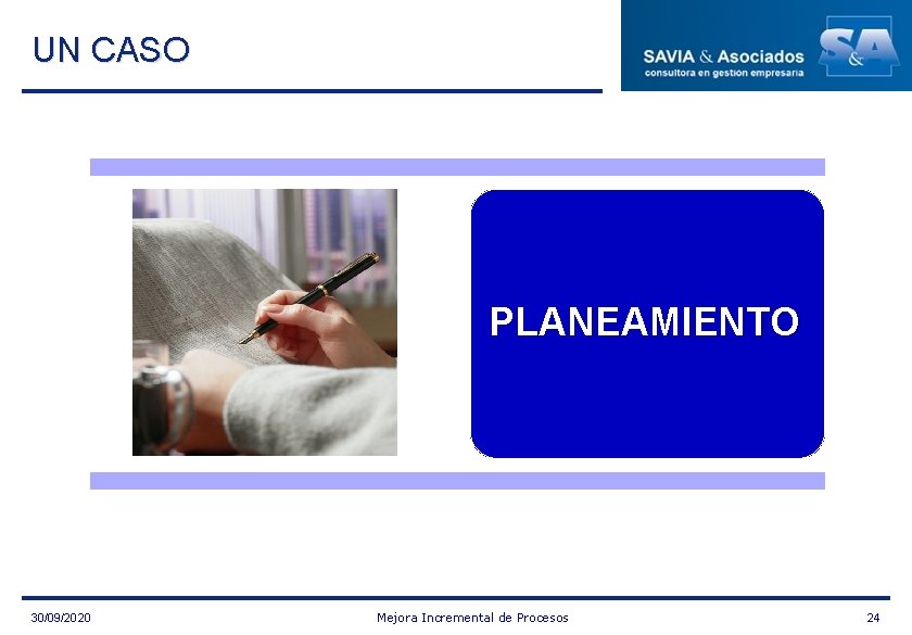 UN CASO PLANEAMIENTO 30/09/2020 Mejora Incremental de Procesos 24 