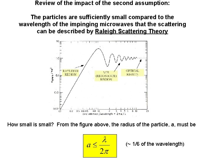 Review of the impact of the second assumption: The particles are sufficiently small compared Review of the impact of the second assumption: The particles are sufficiently small compared