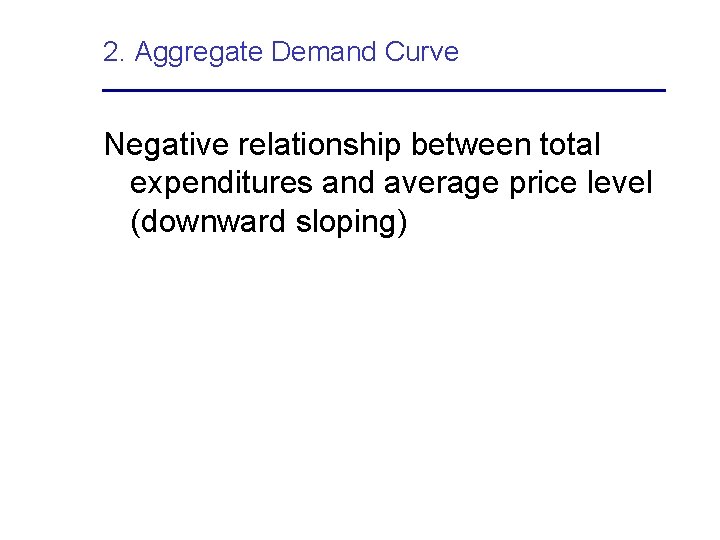 2. Aggregate Demand Curve Negative relationship between total expenditures and average price level (downward