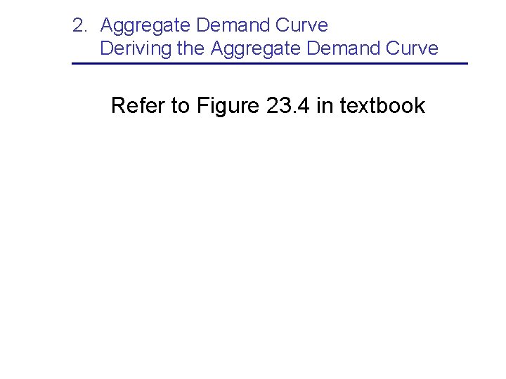 2. Aggregate Demand Curve Deriving the Aggregate Demand Curve Refer to Figure 23. 4