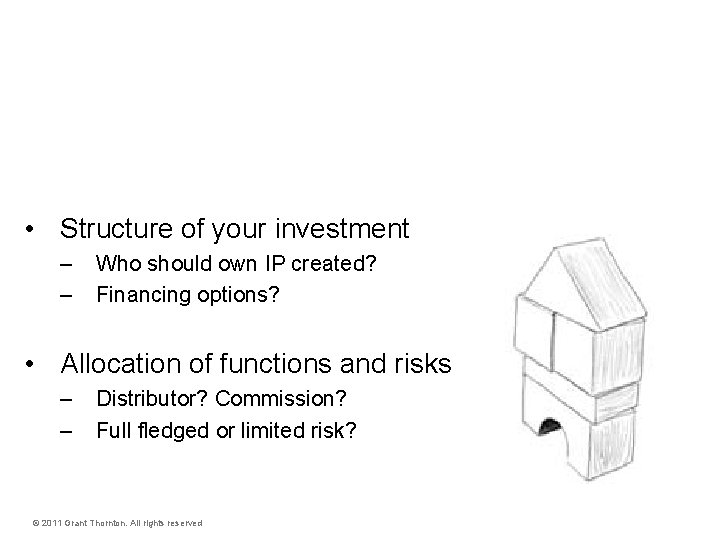 Tax Planning Opportunity! • Structure of your investment – – Who should own IP