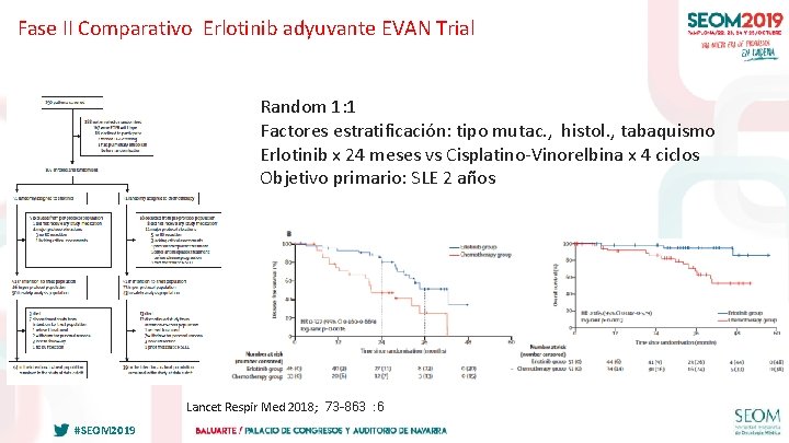 Fase II Comparativo Erlotinib adyuvante EVAN Trial Random 1: 1 Factores estratificación: tipo mutac.