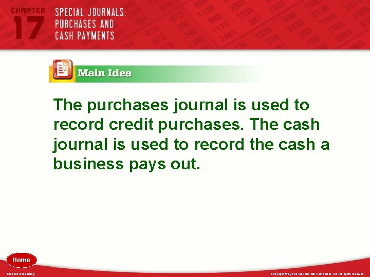 The purchases journal is used to record credit purchases. The cash journal is used
