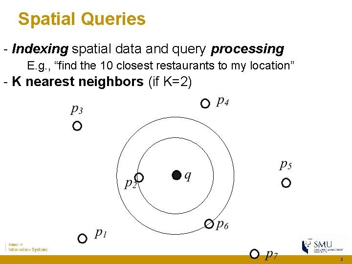 Spatial Queries - Indexing spatial data and query processing E. g. , “find the Spatial Queries - Indexing spatial data and query processing E. g. , “find the