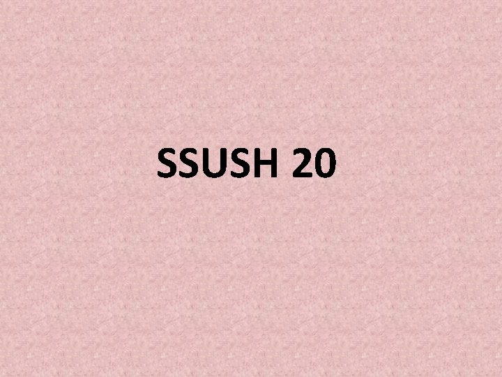 SSUSH 20 SSUSH 20