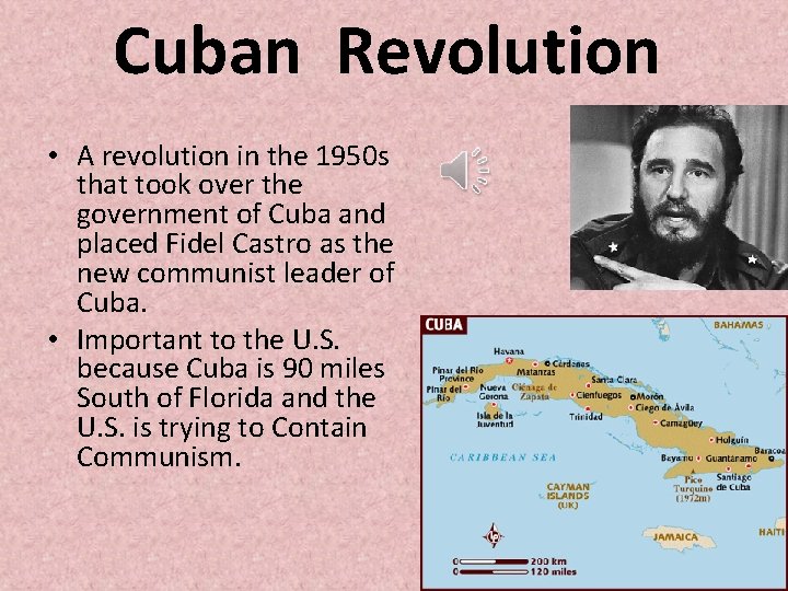 Cuban Revolution • A revolution in the 1950 s that took over the government Cuban Revolution • A revolution in the 1950 s that took over the government