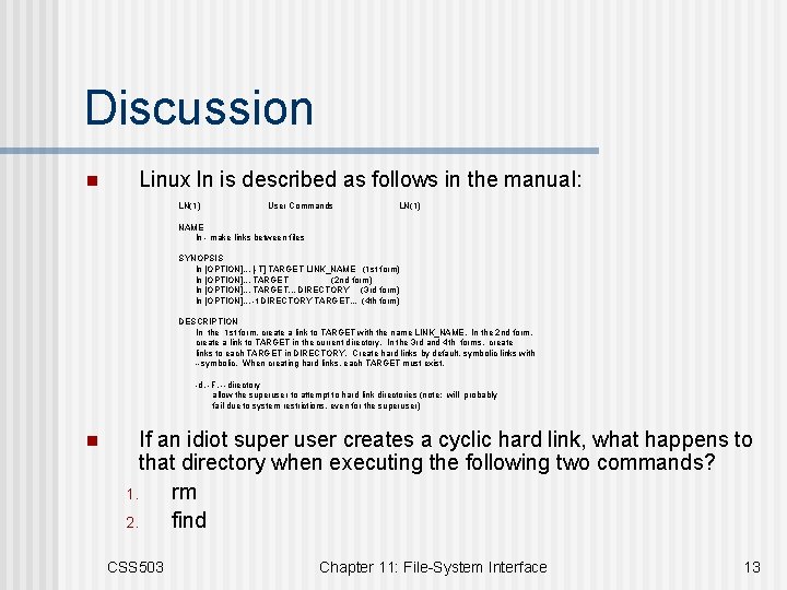 Chapter 11 FileSystem Interface CSS 503 Systems Programming
