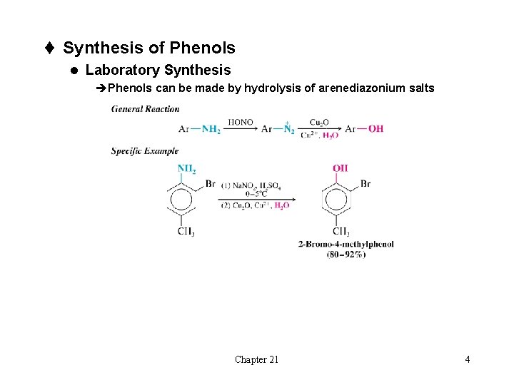 t Synthesis of Phenols l Laboratory Synthesis èPhenols can be made by hydrolysis of t Synthesis of Phenols l Laboratory Synthesis èPhenols can be made by hydrolysis of