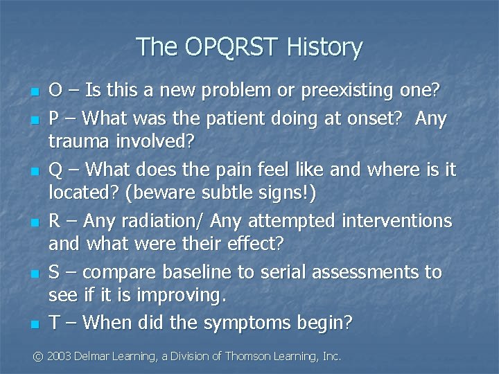 Opqrst Medical Patient