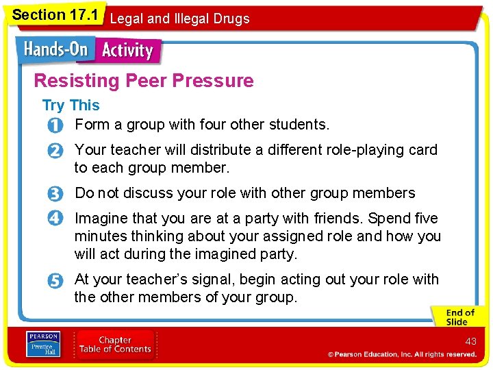 Section 17. 1 Legal and Illegal Drugs Resisting Peer Pressure Try This Form a