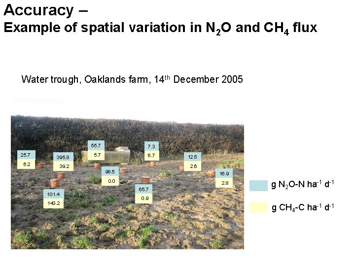 Accuracy – Example of spatial variation in N 2 O and CH 4 flux