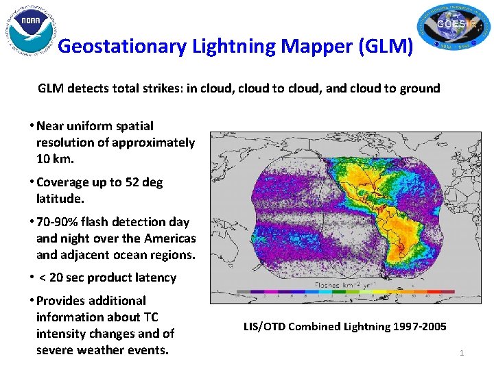 Geostationary Lightning Mapper (GLM) GLM detects total strikes: in cloud, cloud to cloud, and