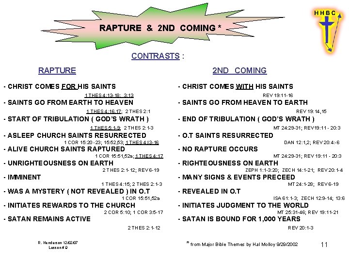 RAPTURE & 2 ND COMING * CONTRASTS : RAPTURE 2 ND COMING - CHRIST