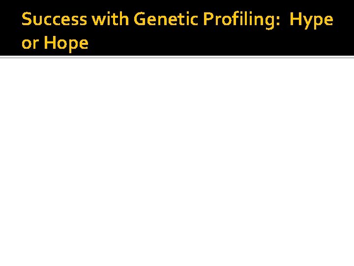 Success with Genetic Profiling: Hype or Hope 