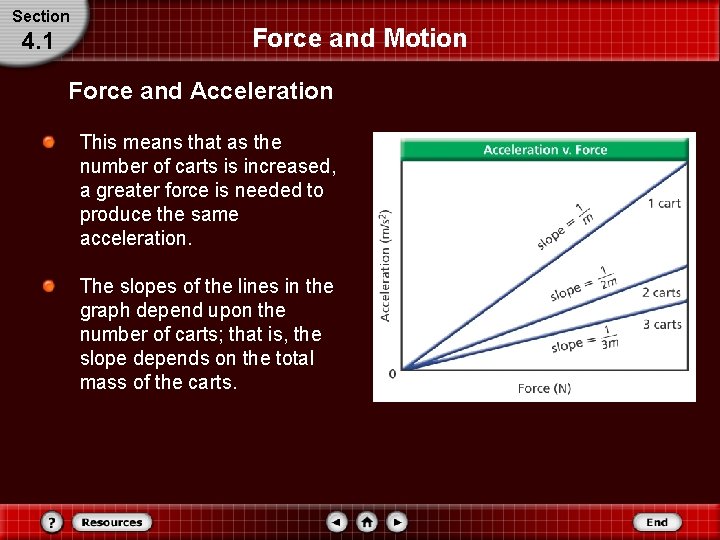 Section 4. 1 Force and Motion Force and Acceleration This means that as the