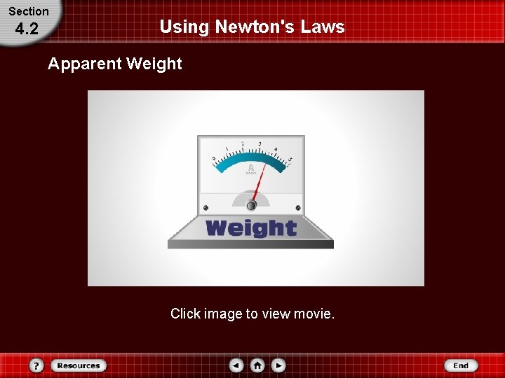 Section 4. 2 Using Newton's Laws Apparent Weight Click image to view movie. 
