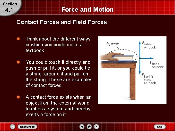 Section 4. 1 Force and Motion Contact Forces and Field Forces Think about the