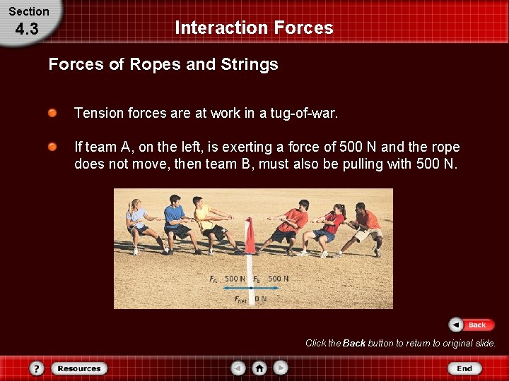 Section 4. 3 Interaction Forces of Ropes and Strings Tension forces are at work