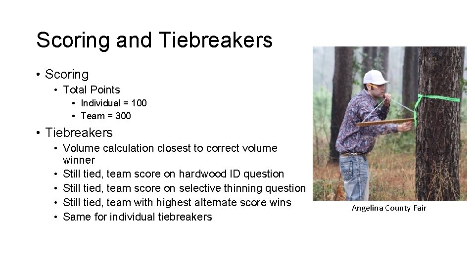 Scoring and Tiebreakers • Scoring • Total Points • Individual = 100 • Team