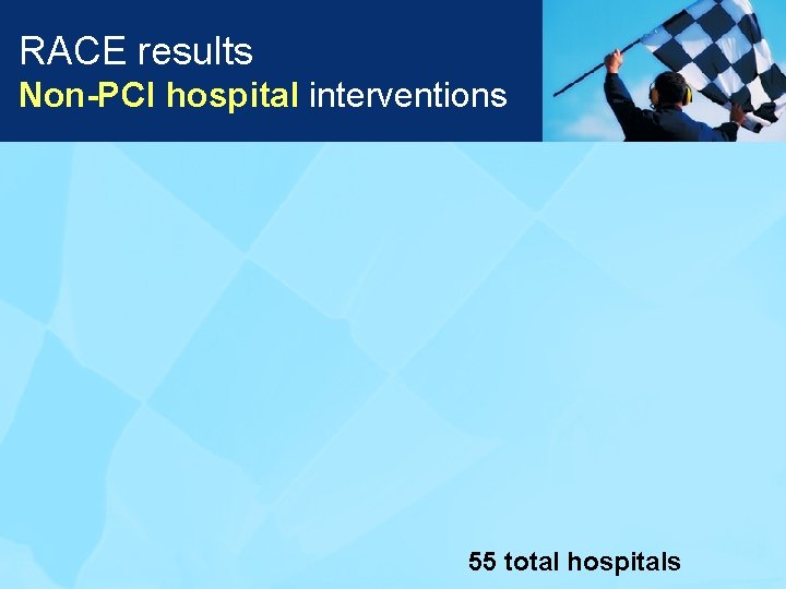 RACE results Non-PCI hospital interventions 55 total hospitals 