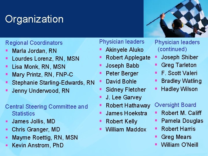 Organization Regional Coordinators § Marla Jordan, RN § Lourdes Lorenz, RN, MSN § Lisa