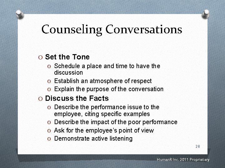 Counseling Conversations O Set the Tone O Schedule a place and time to have