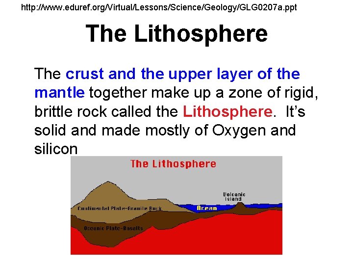 http: //www. eduref. org/Virtual/Lessons/Science/Geology/GLG 0207 a. ppt The Lithosphere The crust and the upper