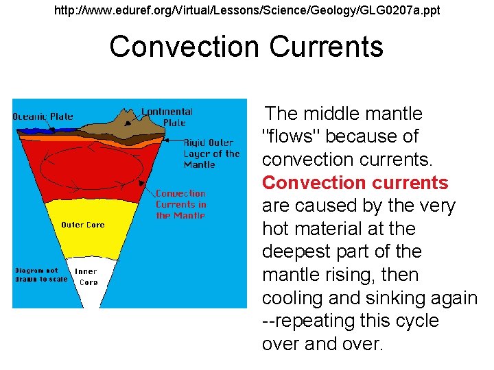 http: //www. eduref. org/Virtual/Lessons/Science/Geology/GLG 0207 a. ppt Convection Currents The middle mantle "flows" because