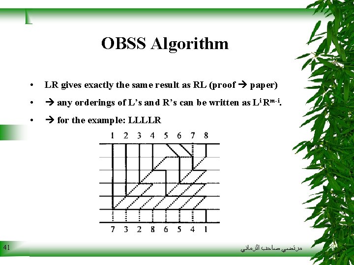 OBSS Algorithm 41 • LR gives exactly the same result as RL (proof paper)