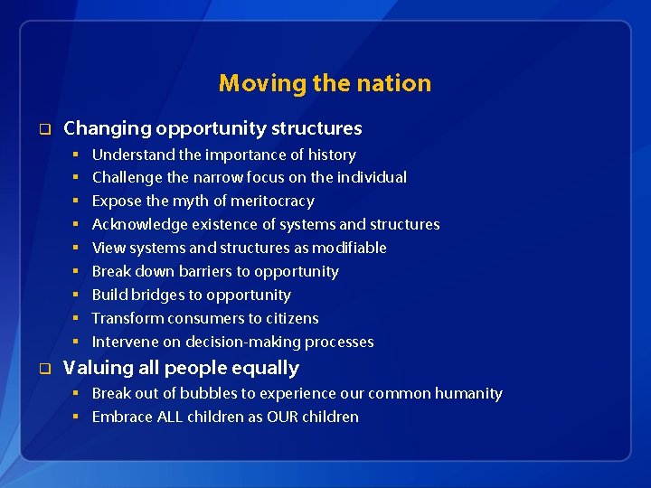 Social Determinants of Health Disparities Moving the nation