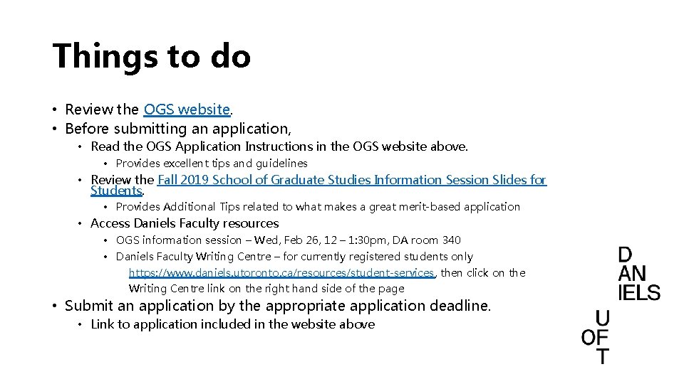 Things to do • Review the OGS website. • Before submitting an application, • Things to do • Review the OGS website. • Before submitting an application, •