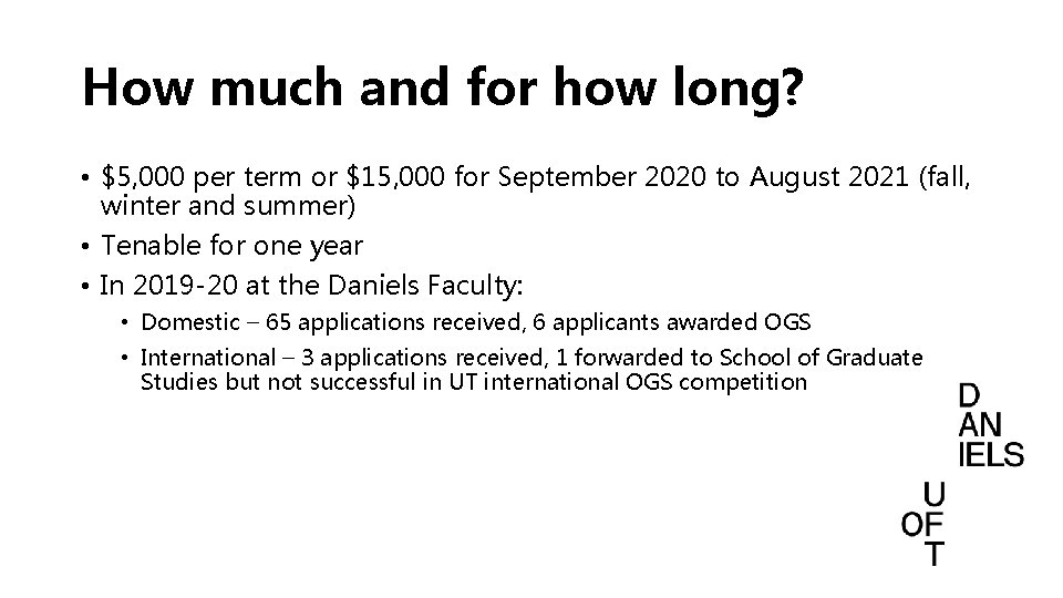 How much and for how long? • $5, 000 per term or $15, 000 How much and for how long? • $5, 000 per term or $15, 000