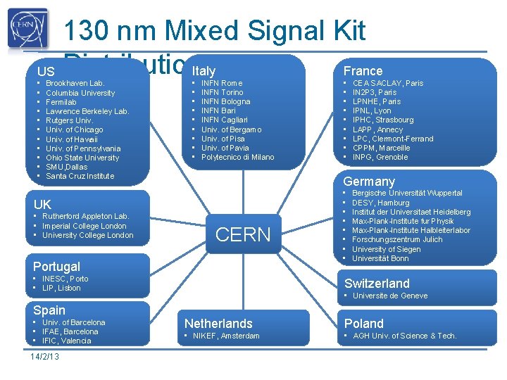 130 nm Mixed Signal Kit France Italy US Distribution • • • Brookhaven Lab. 130 nm Mixed Signal Kit France Italy US Distribution • • • Brookhaven Lab.