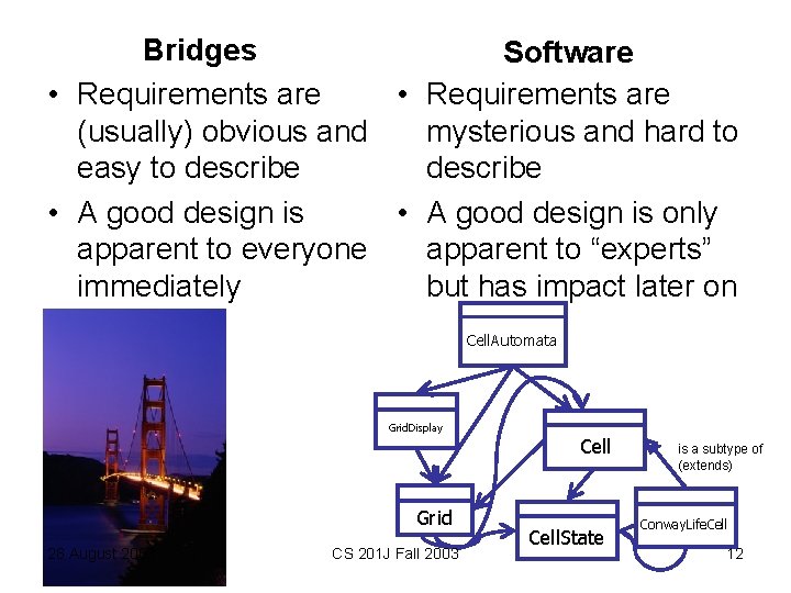 Bridges Software • Requirements are mysterious and hard to (usually) obvious and describe easy